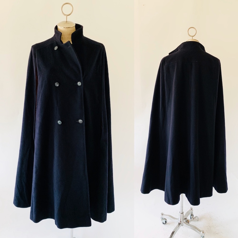 Vintage 70’s-80’s Mod Navy Blue Wool Peacoat Cape